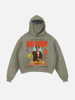 Bad Bunny Print Slant Pockets Hoodie