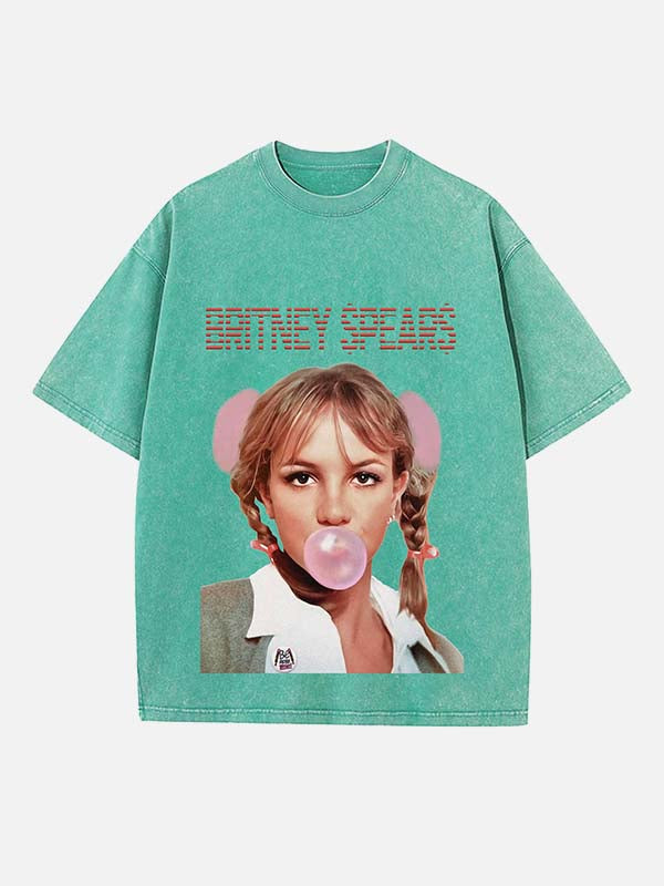 Britney Spears Print Round Neck T-shirt