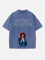 Whitney Houston Print Round Neck T-shirt