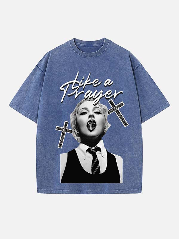 Madonna Print Round Neck T-shirt