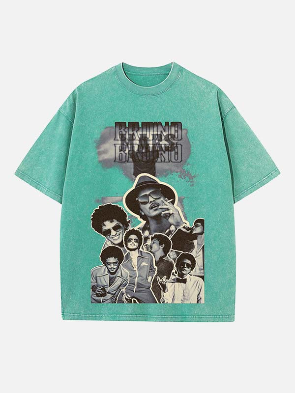 Bruno Mars Print Round Neck T-shirt