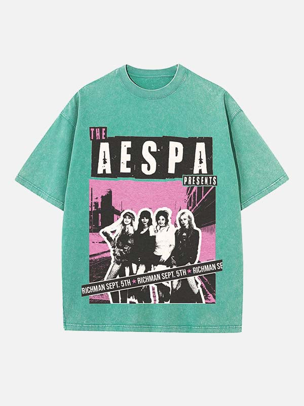 Aespa Print Round Neck T-shirt
