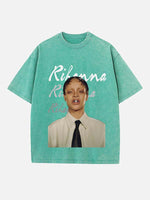 Rihanna Print Round Neck T-shirt