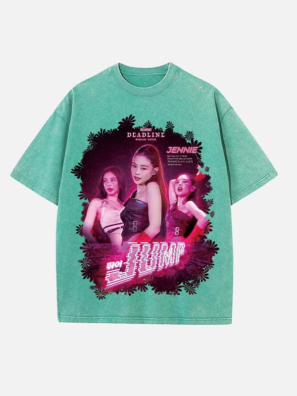 BLACKPINK Jennie Print Round Neck T-shirt
