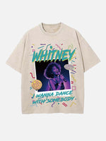 Whitney Houston Print Round Neck T-shirt