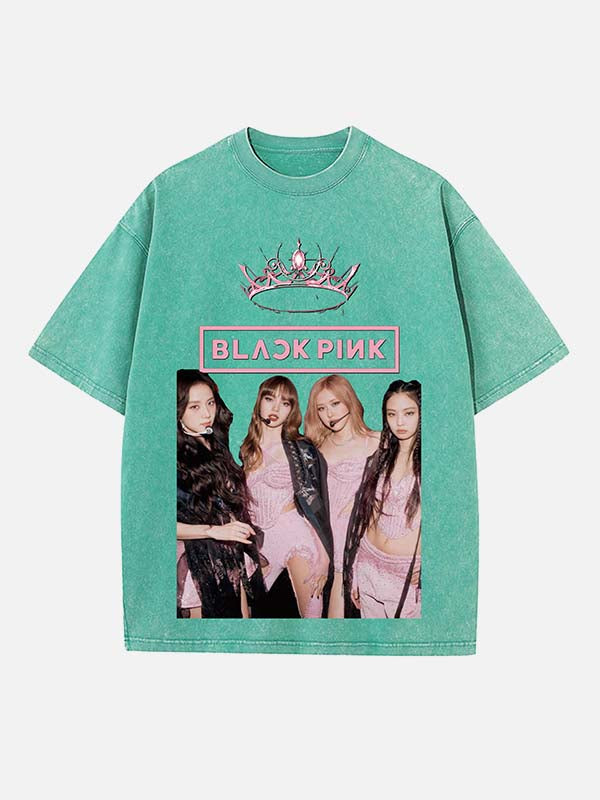 BLACKPINK Print Round Neck T-shirt