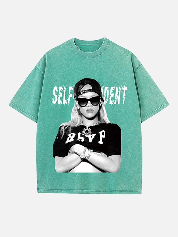 Rihanna Print Round Neck T-shirt