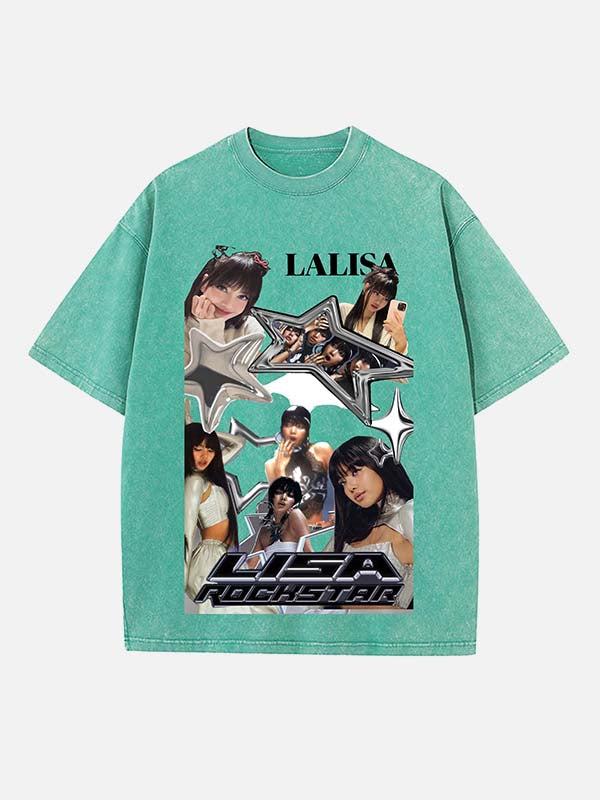 BLACKPINK Lisa Print Round Neck T-shirt