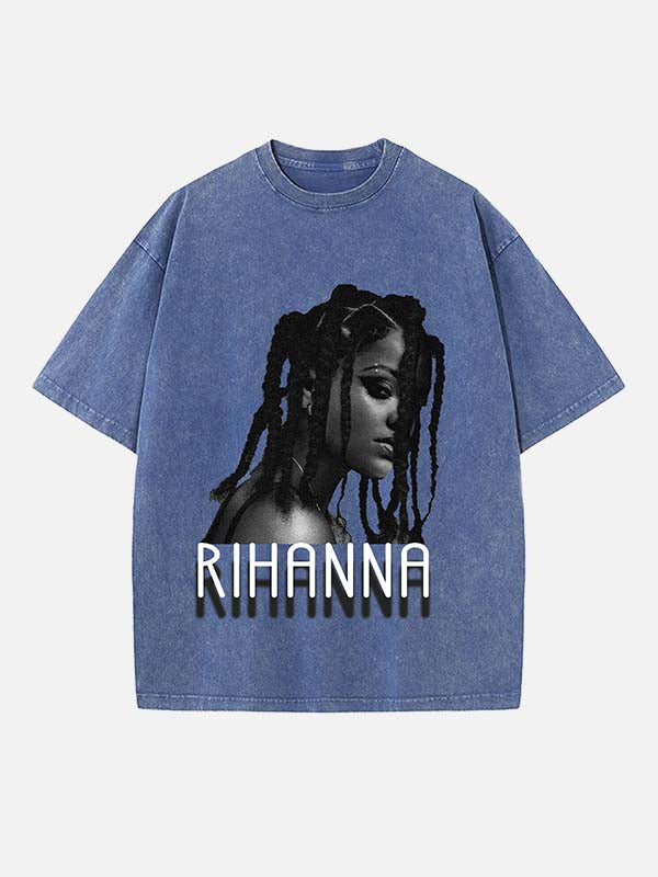Rihanna Print Round Neck T-shirt