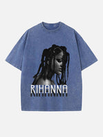 Rihanna Print Round Neck T-shirt