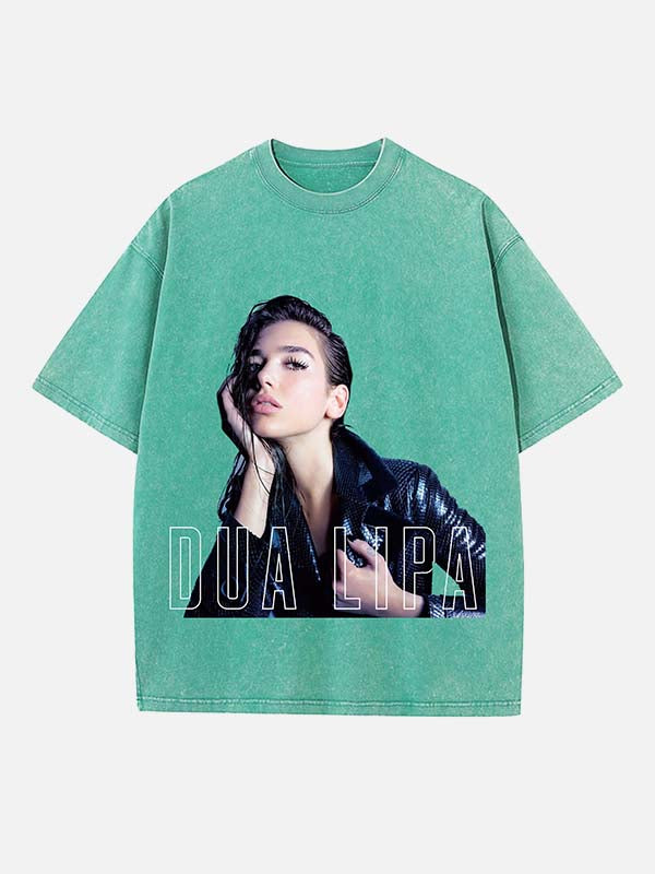 Dua Lipa Print Round Neck T-shirt