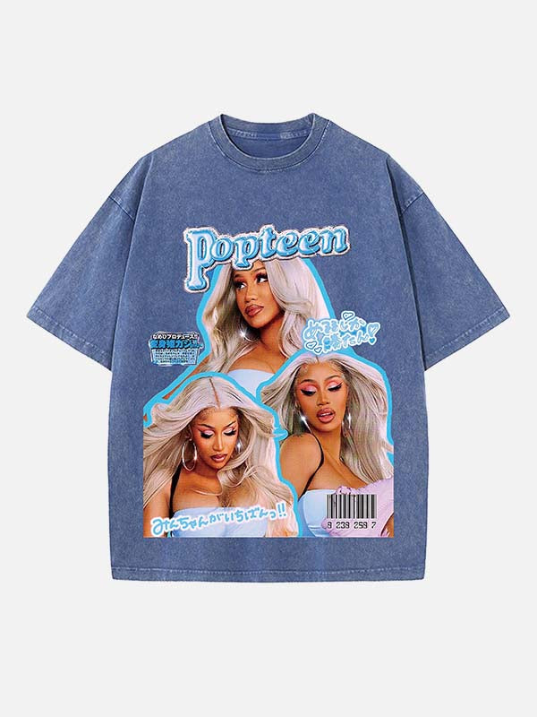 Cardi B Print Round Neck T-shirt