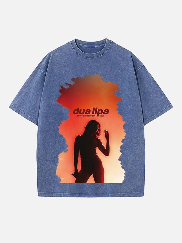 Dua Lipa Print Round Neck T-shirt