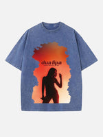Dua Lipa Print Round Neck T-shirt