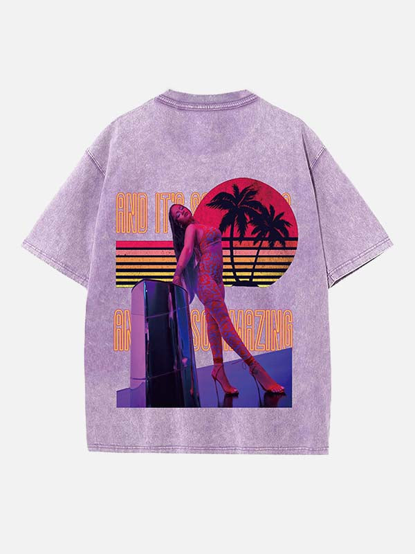 Rihanna Print Round Neck T-shirt
