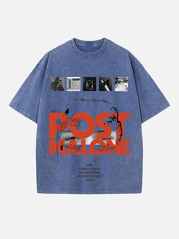 Post Malone Print Round Neck T-shirt