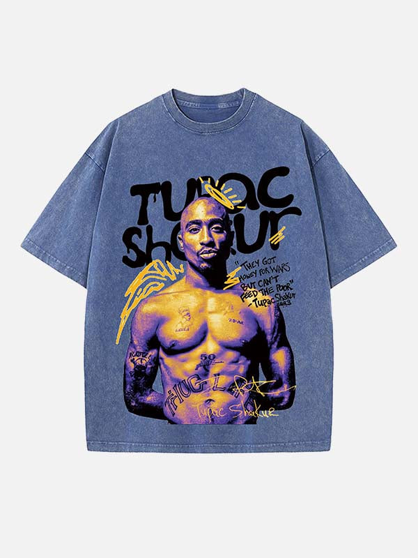 2Pac Print Round Neck T-shirt