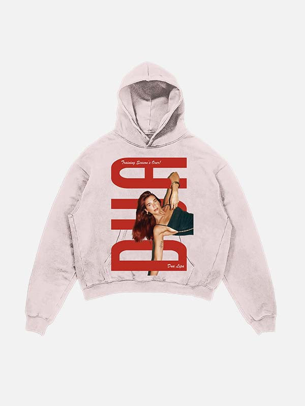 Dua Lipa Print Slant Pockets Hoodie