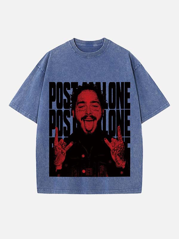 Post Malone Print Round Neck T-shirt
