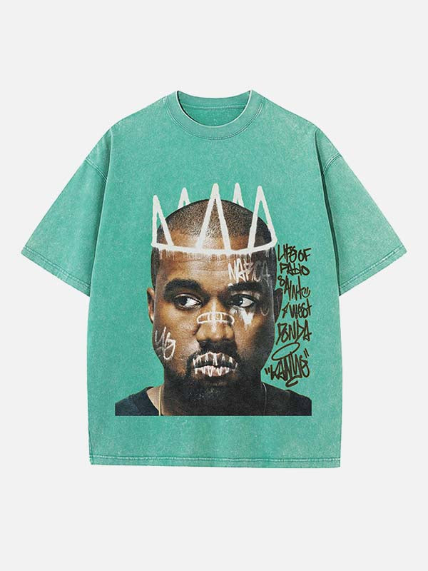 Kanye West Print Round Neck T-shirt