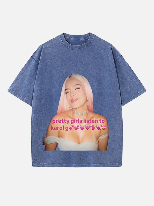 Karol G Print Round Neck T-shirt