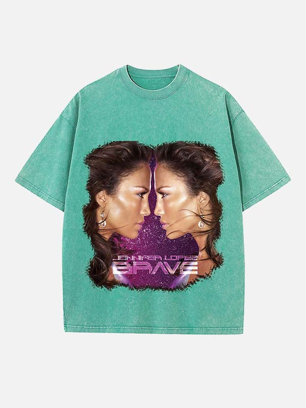 Jennifer Lopez Print Round Neck T-shirt