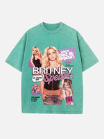 Britney Spears Print Round Neck T-shirt
