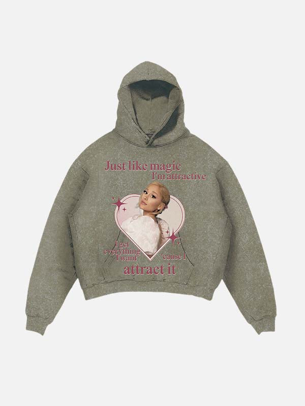 Ariana Grande Print Slant Pockets Hoodie