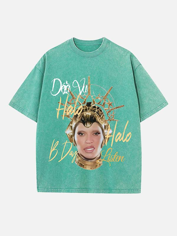 Beyoncé Print Round Neck T-shirt