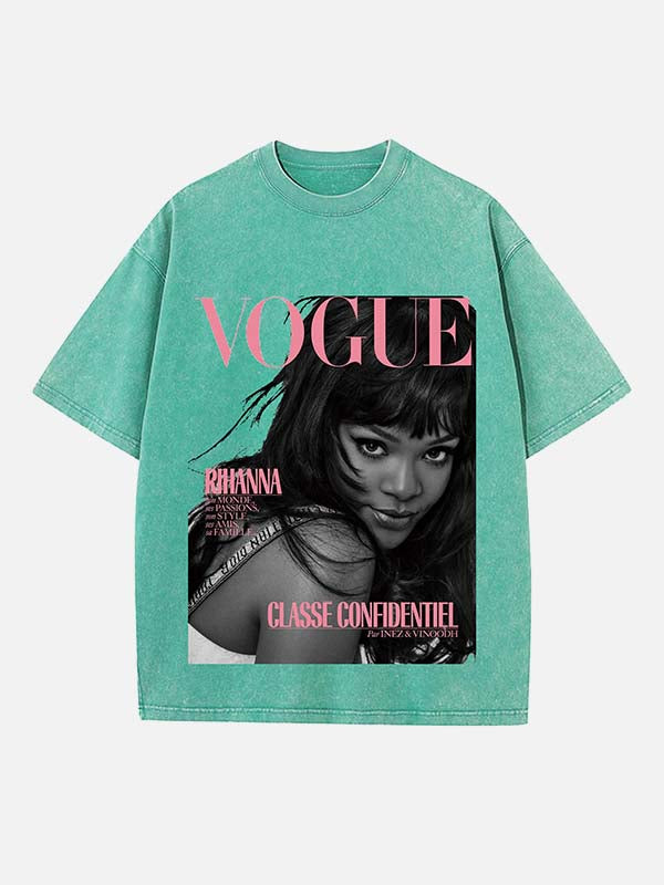 Rihanna Print Round Neck T-shirt