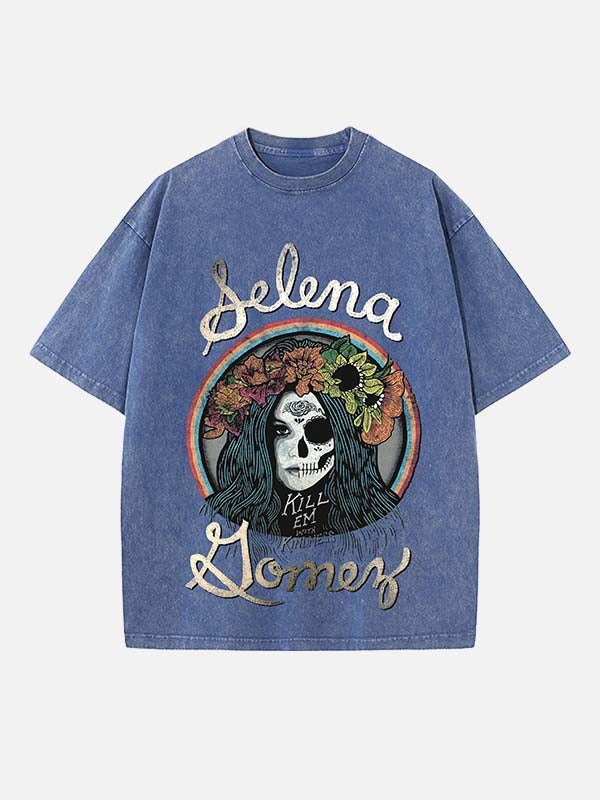 Selena Gomez Print Round Neck T-shirt