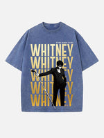 Whitney Houston Print Round Neck T-shirt