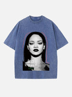 Rihanna Print Round Neck T-shirt