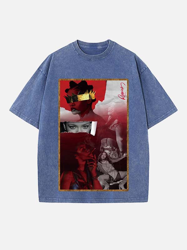 Rihanna Print Round Neck T-shirt