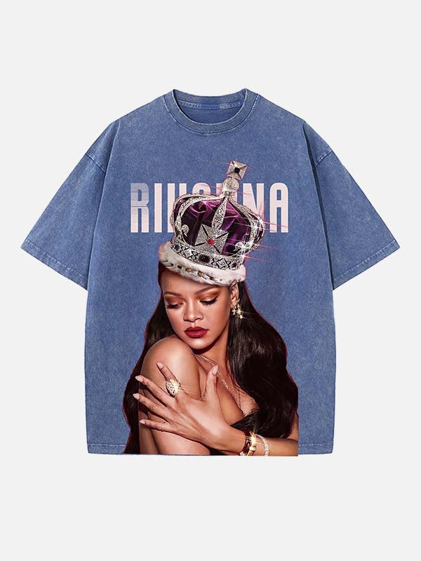 Rihanna Print Round Neck T-shirt
