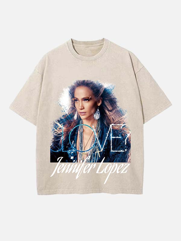 Jennifer Lopez Print Round Neck T-shirt