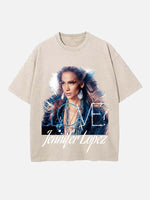 Jennifer Lopez Print Round Neck T-shirt