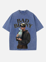 Bad Bunny Print Round Neck T-shirt