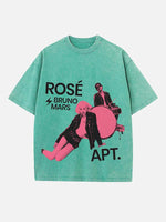 Bruno Mars & BLACKPINK Rosé Print Round Neck T-shirt