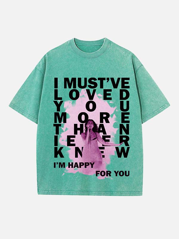 Dua Lipa Print Round Neck T-shirt