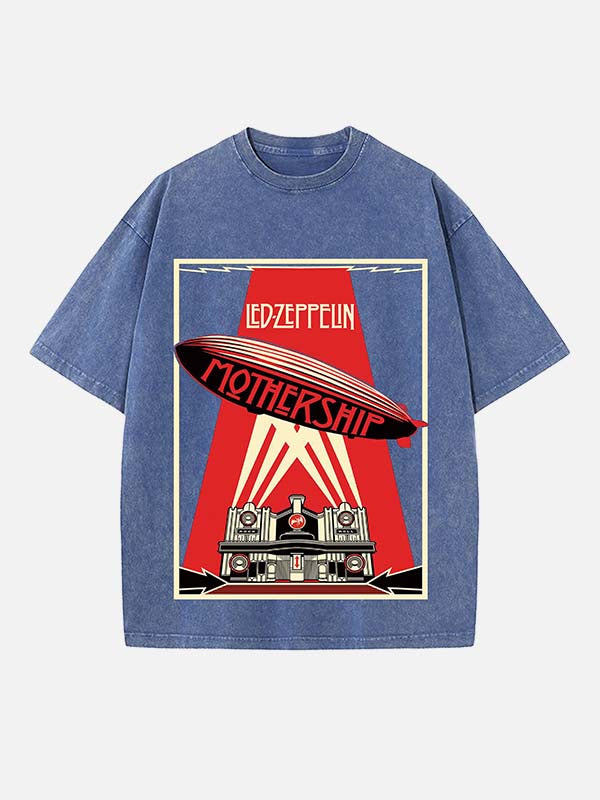 Led Zeppelin Print Round Neck T-shirt