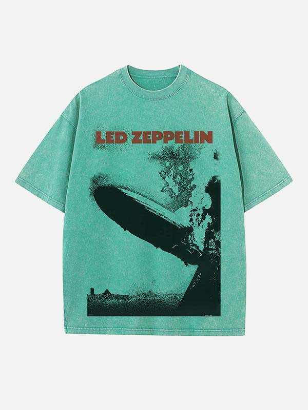 Led Zeppelin Print Round Neck T-shirt
