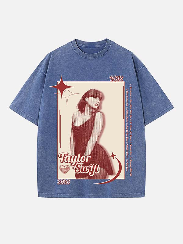 Taylor Swift Print Round Neck T-shirt