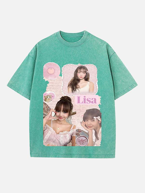 BLACKPINK Lisa Print Round Neck T-shirt