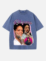 Rihanna Print Round Neck T-shirt