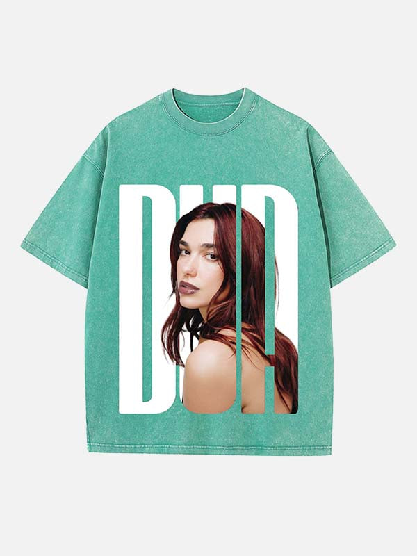 Dua Lipa Print Round Neck T-shirt