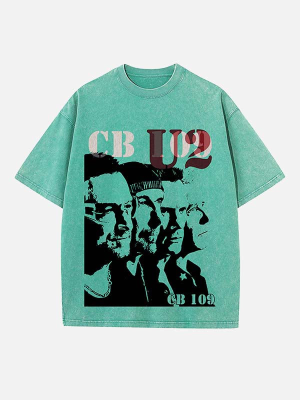 U2 Print Round Neck T-shirt