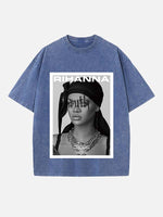 Rihanna Print Round Neck T-shirt