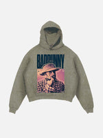 Bad Bunny Print Slant Pockets Hoodie