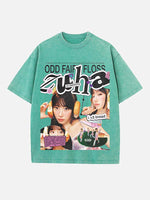 LE SSERAFIM Kazuha Print Round Neck T-shirt